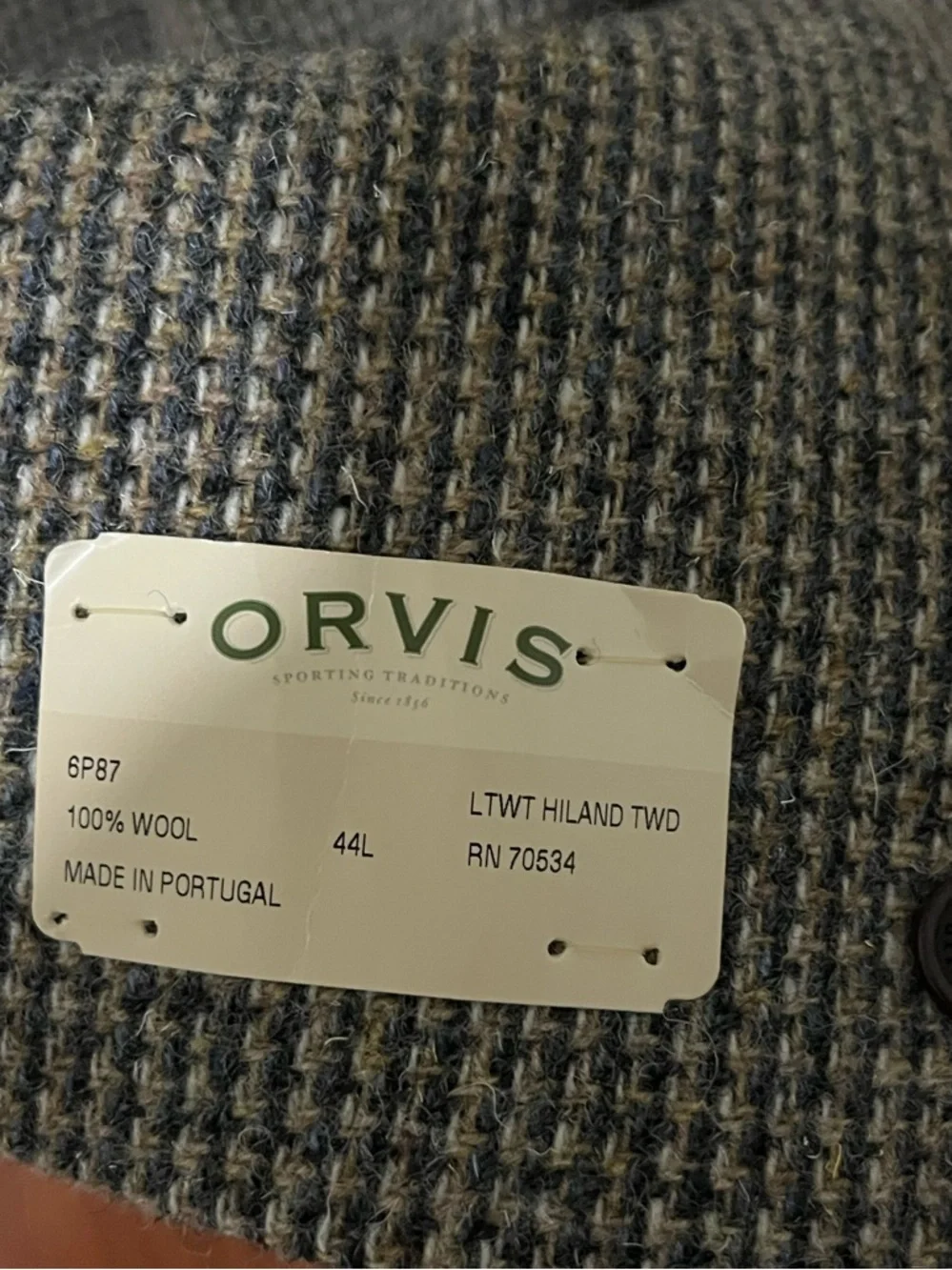 NWT Orvis Brown & Gray Houndstooth 100% Wool Sport Coat Made in Portugal